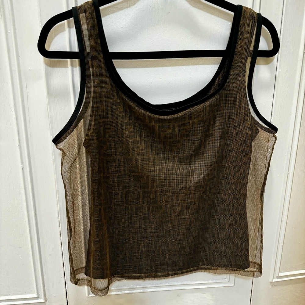 Vintage 90’s Fendi Mesh Overlay Logo Tank - Picture 13 of 13
